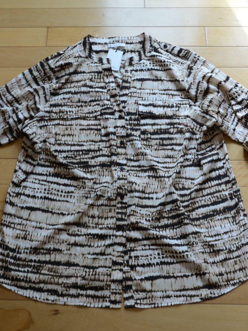 Calvin Klein Roll Up Sleeve Blouse Size 1X NWT